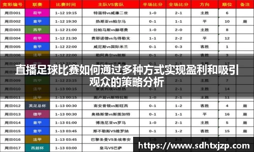 直播足球比赛如何通过多种方式实现盈利和吸引观众的策略分析
