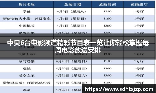 中央6台电影频道精彩节目表一览让你轻松掌握每周电影放送安排